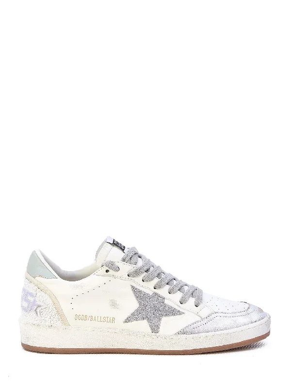 Trendy athletic shoes for fitness fashion-GOLDEN GOOSE Crystal Star Sneakers for Women in White, Silver, Aqua Gray, and Orchid Hush