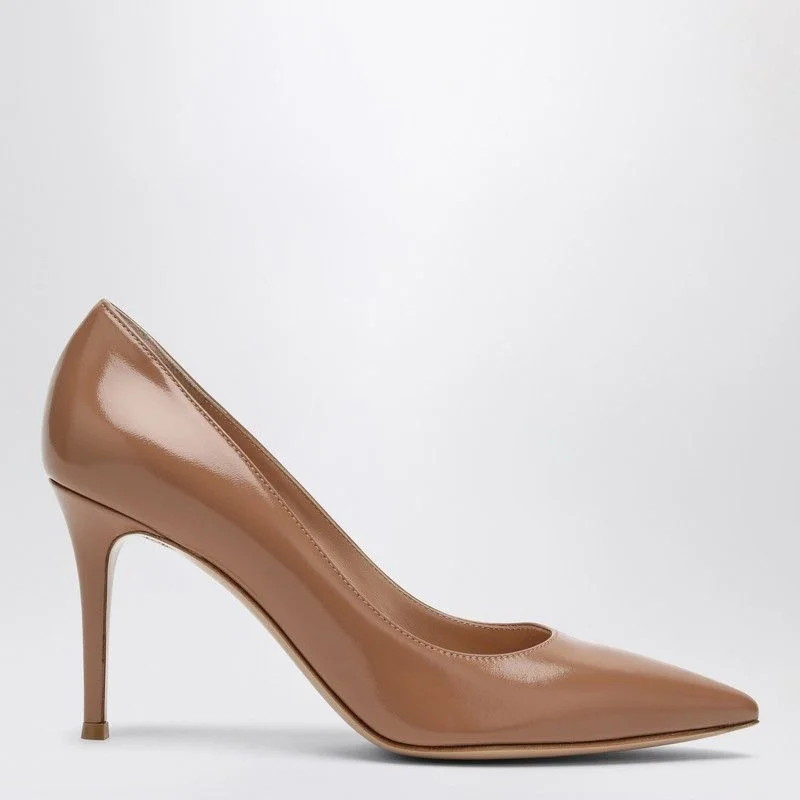 High heels with thick lining -GIANVITO ROSSI 85mm Pointed Toe Pumps in Luxurious Caramel Leather