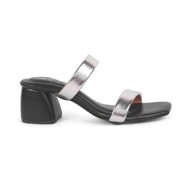 Premium sandals for upscale resorts-Tresmode Mcarlo Silver Women's Dress Block Heel Sandals