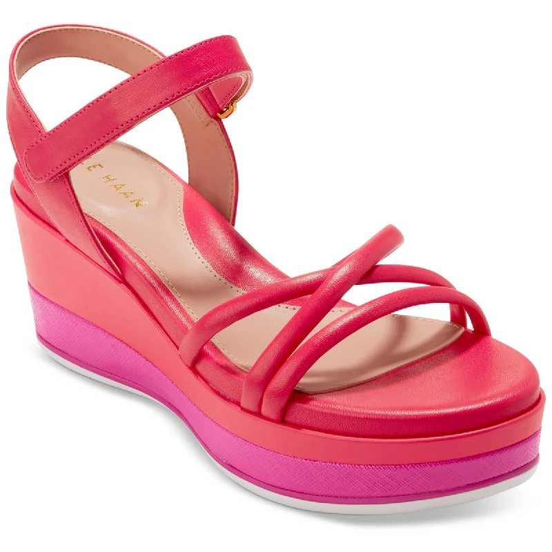 Durable sandals for sandy shore strolls-Cole Haan Womens GA Addison Flatform Wedge Leather Strappy Platform Sandals