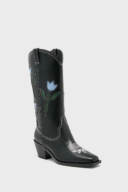 Boots with steady upper support -Black with Tulips Wilder Boots