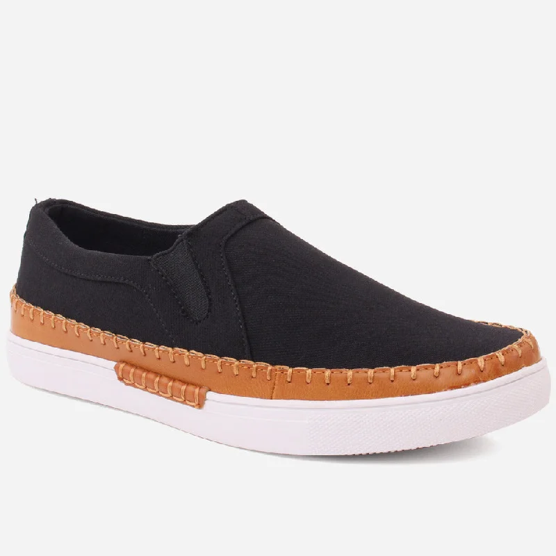 Durable loafers for busy wear-Men "HENDRIX" Shaded Stitched Detail Loafers Elastic Goring Boat Casual Trainers