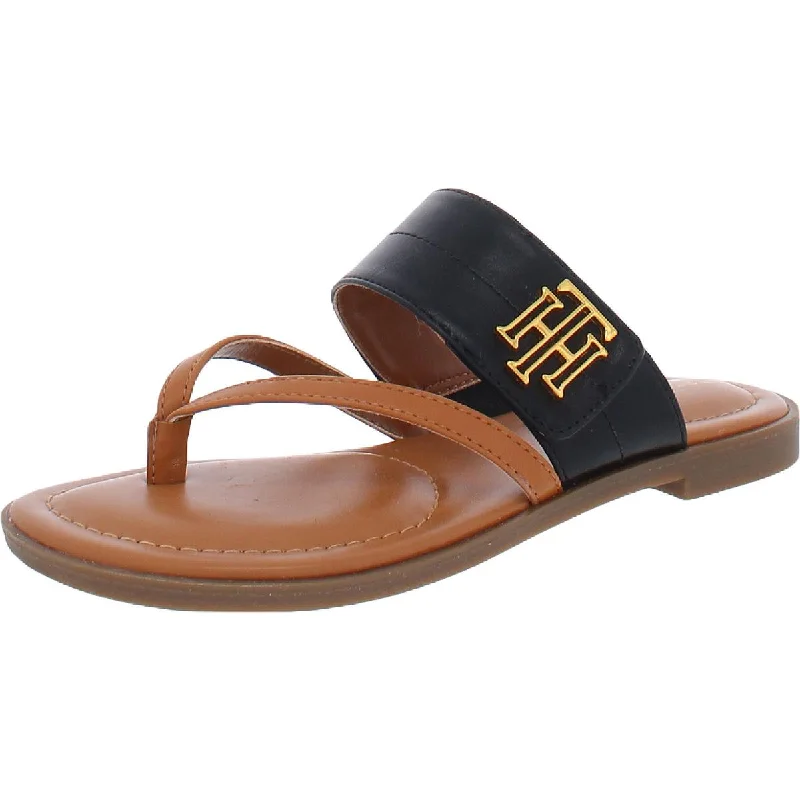 Trendy sandals for summer seaside trends-Tommy Hilfiger Womens Meriem Logo Thong Flat Sandals