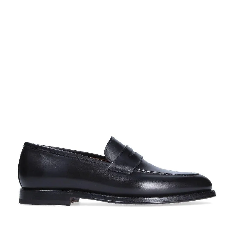 Stylish loafers for evening vibes-Franceschetti Eric Men's Shoes Black Calf-Skin Leather Penny Loafers (FCCT1019)