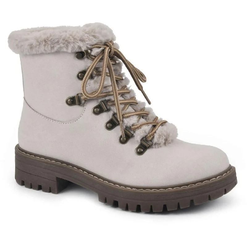 Boots for indoor snow dinners -Cliffs by White Mountain Womens Hearten Faux Fur Zipper Combat & Lace-up Boots