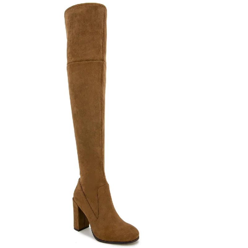 Boots for rainy frost strolls -Kenneth Cole New York Womens JUSTIN Faux Suede Round toe Over-The-Knee Boots