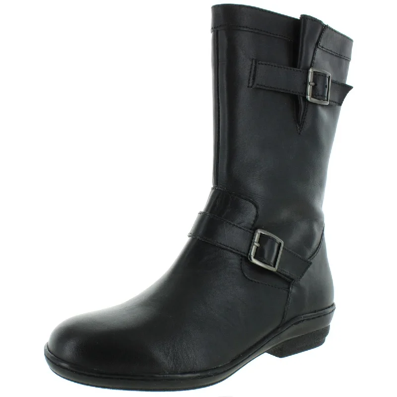 Boots with gentle foam padding -David Tate Womens Dorothy Leather Mid Calf Motorcycle Boots