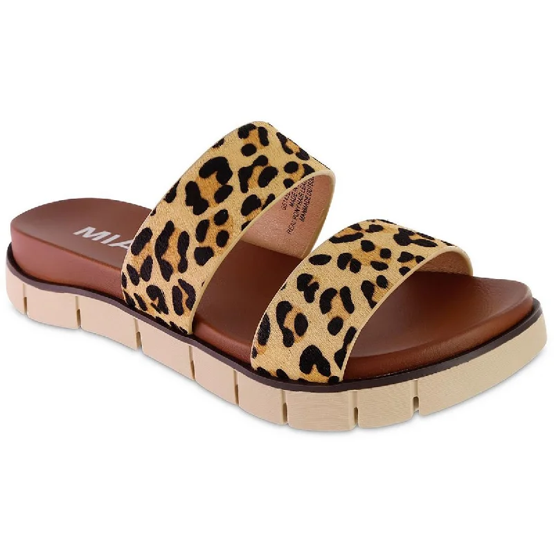 Best sandals for warm weather hikes-Mia Womens Elori-P Animal Print Slip Slide Sandals