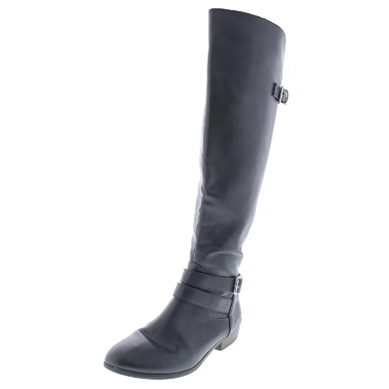 Boots for relaxed snow dinners -Material Girl Womens Carleigh Faux Leather Knee-Length Riding Boots