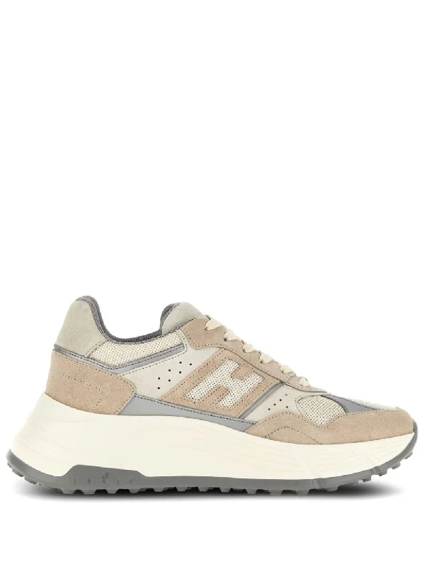 Trendy athletic shoes for summer jogs-HOGAN Chic Beige and Grey Leather Sneakers