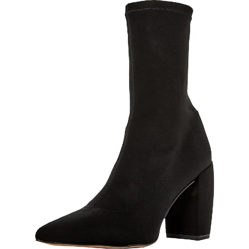 Boots for women with tender soles -Kenneth Cole New York Womens Alora Stretch Bootie Block Heel Ankle Sock Boot