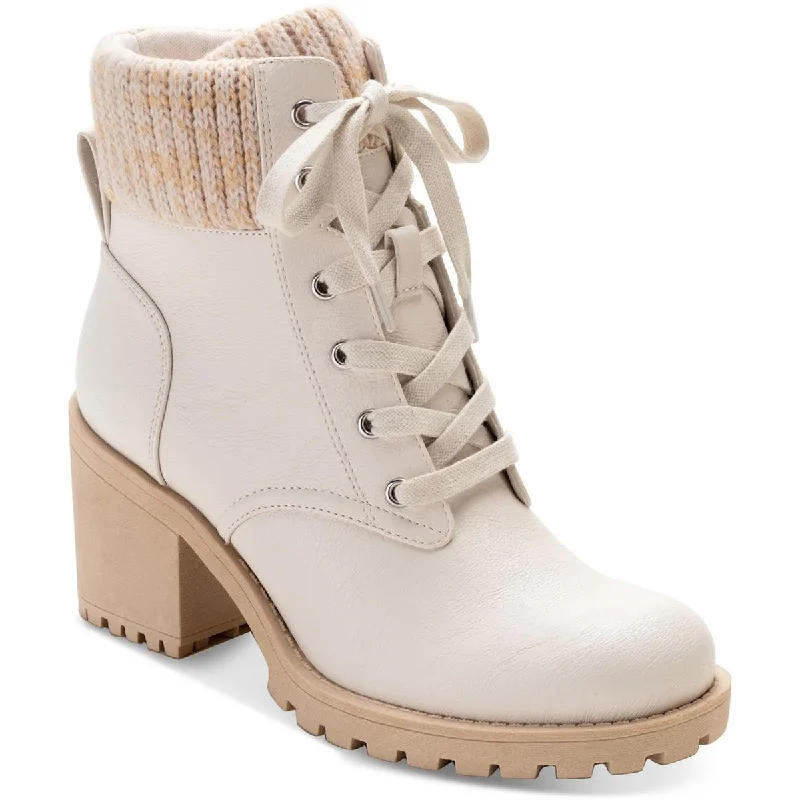 Boots with steady footbed layers -Sun + Stone Womens Romina Knit Combat & Lace-up Boots