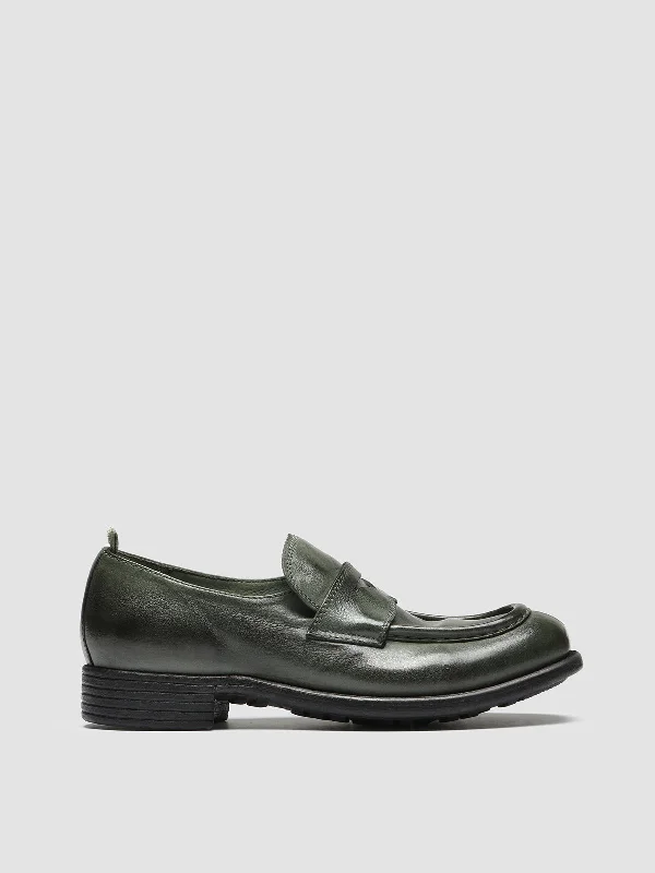 Trendy loafers for sleek steps-CALIXTE 020 - Green Leather loafers