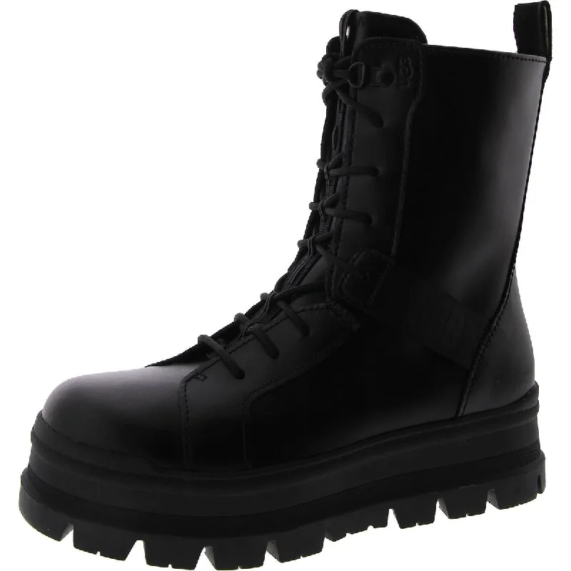 Boots for outdoor frost vibes -Ugg Womens Sheena Platforms Leather Combat & Lace-Up Boots