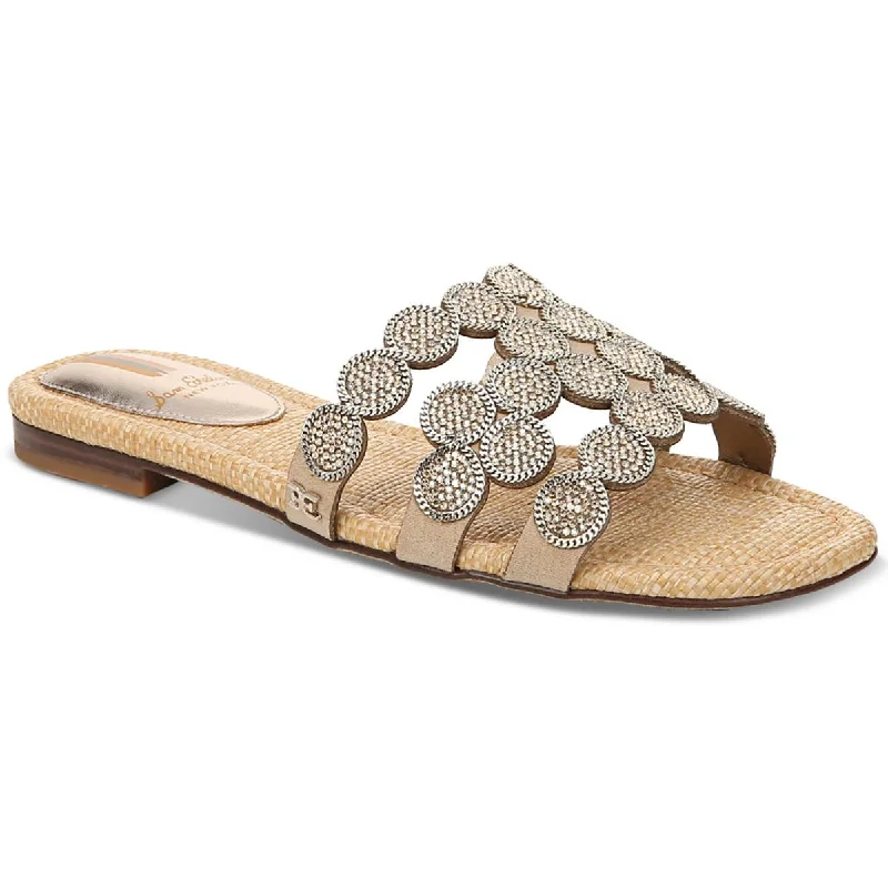 Breathable sandals for light coastal strolls-Sam Edelman Womens Bay Marche Faux Leather Embellished Slide Sandals