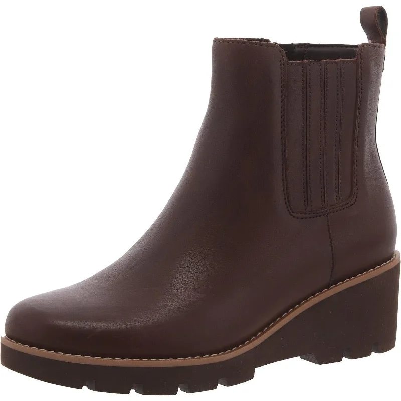 Boots with extra cushioned footbeds -Vionic Womens Uptown Sur Wedges Leather Mid-Calf Boots