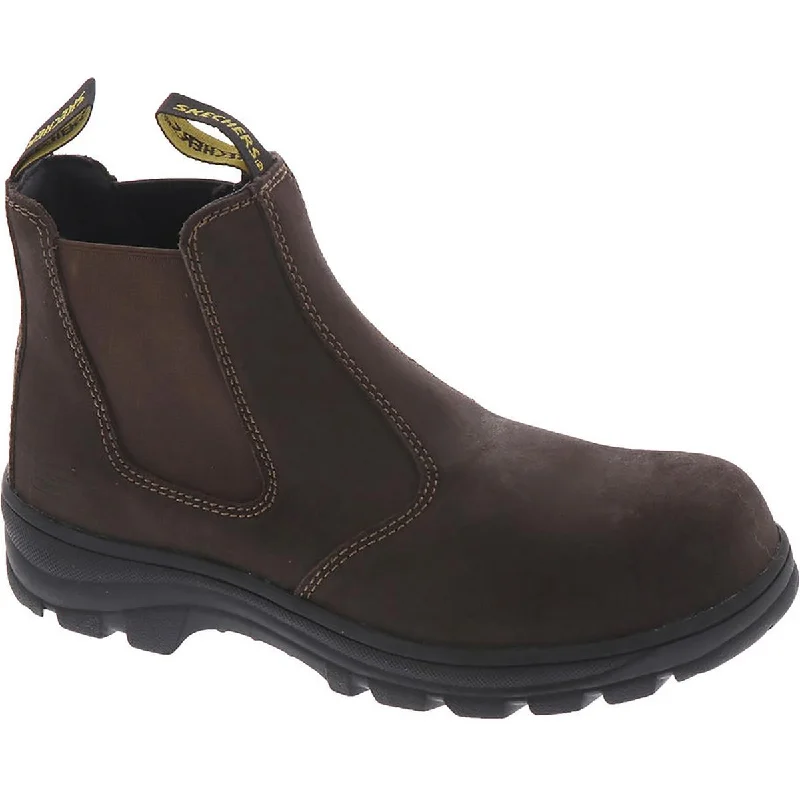 Boots with cozy fleece linings -Skechers Womens Workshire-Jannit Leather Composite Toe Chelsea Boots