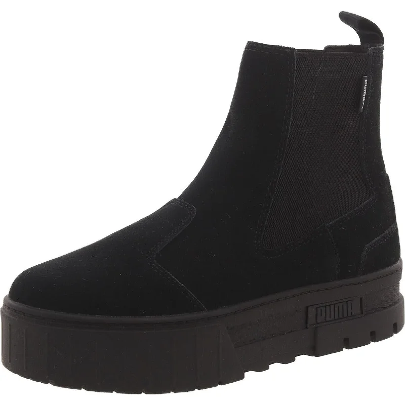 Boots for vibrant winter nights -Puma Womens Faux Leather Pull On Chelsea Boots