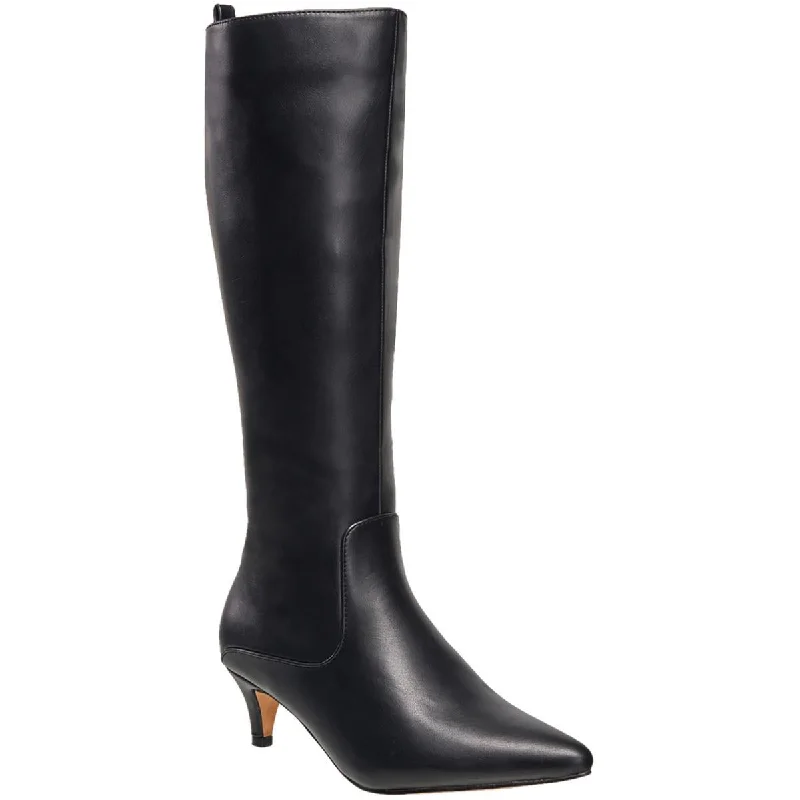 Boots for men with knee ease -H Halston Womens Palma Vegan Leather Pointed Toe Knee-High Boots