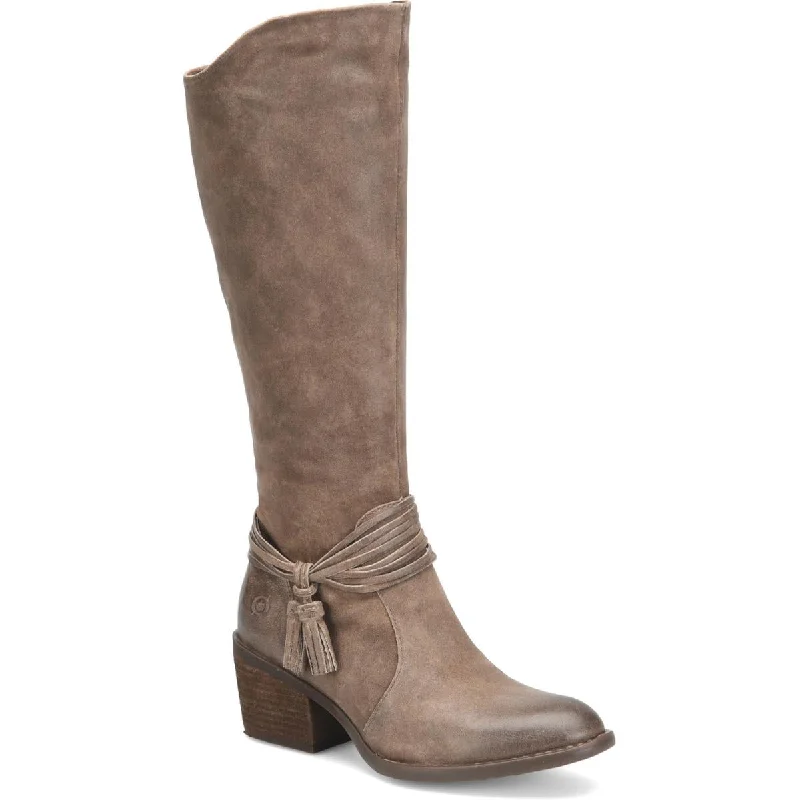 Boots with faint reflective designs -Born Womens Quinn Suede Tall Knee-High Boots