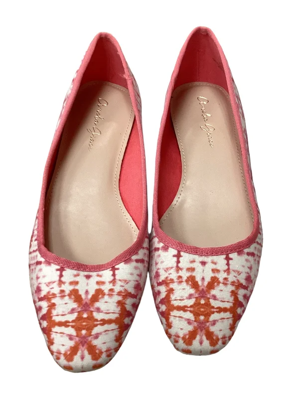 Flats with fast-drying inner linings -Shoes Flats By Clothes Mentor In Pink & White, Size: 8.5