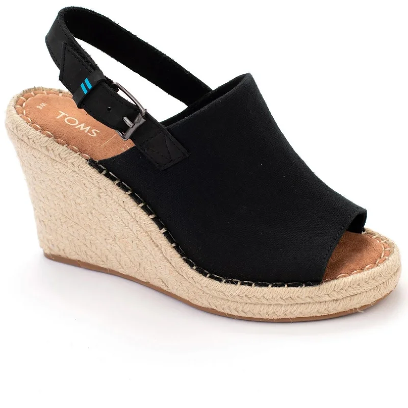 Durable sandals for sandy shore nights-Toms Womens Monica Open Toe Espadrilles Wedge Sandals