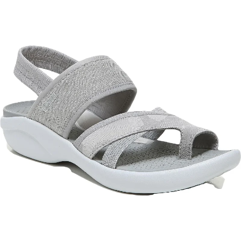 Lightweight sandals for summer shore trails-Bzees Womens Call Me Metallic Slip On Strappy Sandals