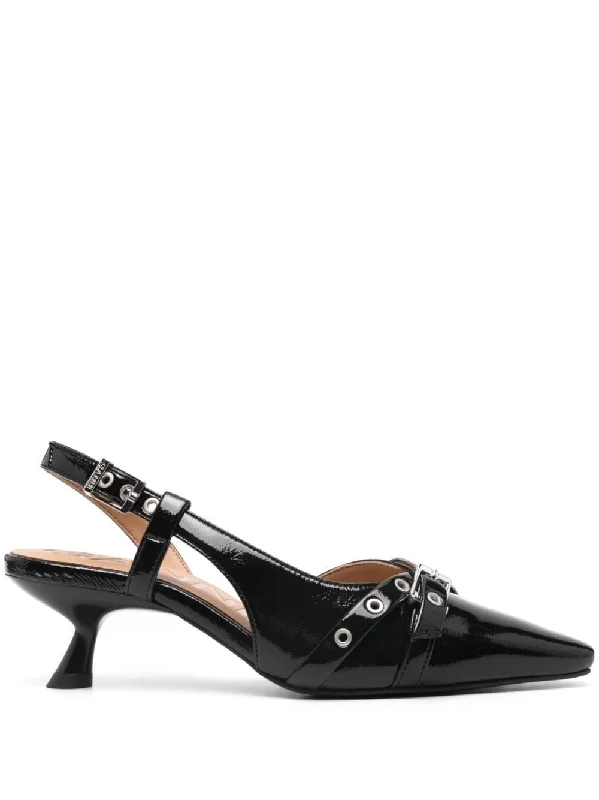 High heels with extra arch support -GANNI Crossed Eyelet Low Heel Pumps