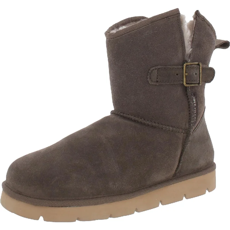 Boots with tough grip soles -Super Lamb Womens Argali Buckle Suede Cold Weather Shearling Boots