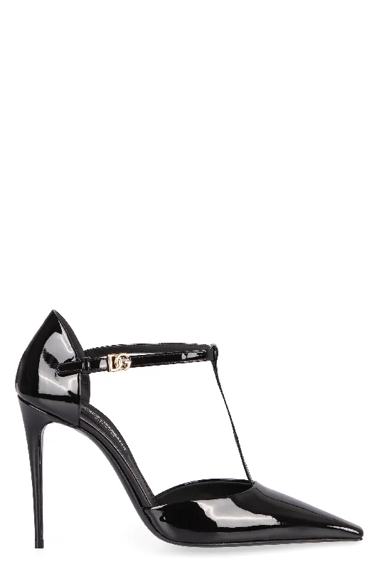 High heels for professional dinners -DOLCE & GABBANA Elegant Patent Leather T-Bar Pumps