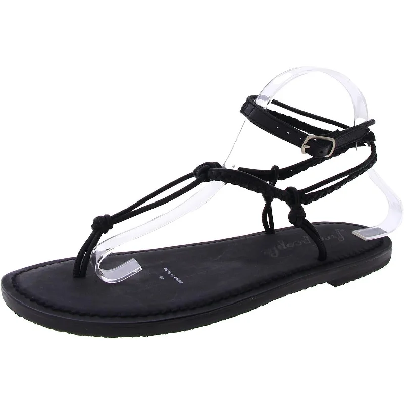 Affordable sandals for sunny beach trips-Free People Womens Leather Braided Thong Sandals