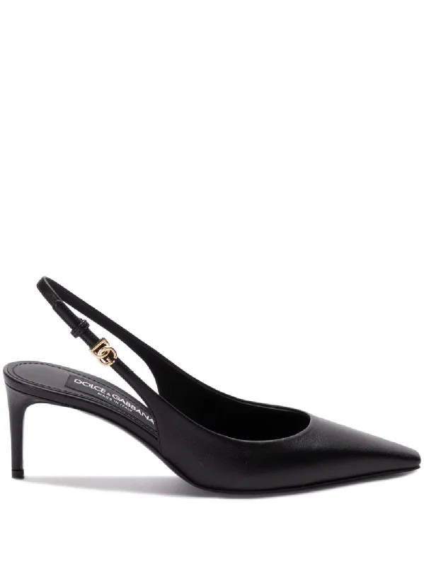 High heels with rain-ready soles -DOLCE & GABBANA Elegant Slingback Pumps with Logo