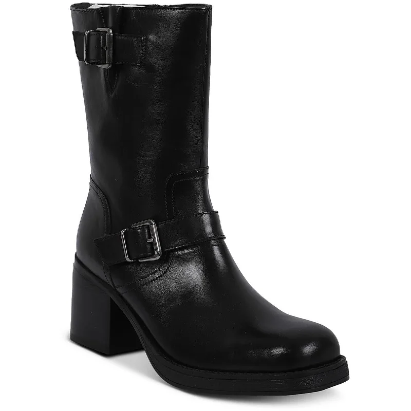 Boots with tough footbed builds -Kenneth Cole New York Womens Janice Leather Solid Mid-Calf Boots