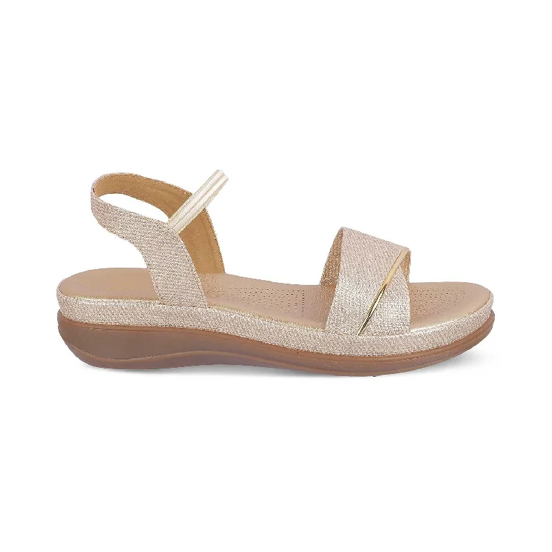 Trendy sandals for summer shore hikes-The Linz Gold Women's Casual Wedge Sandals Tresmode