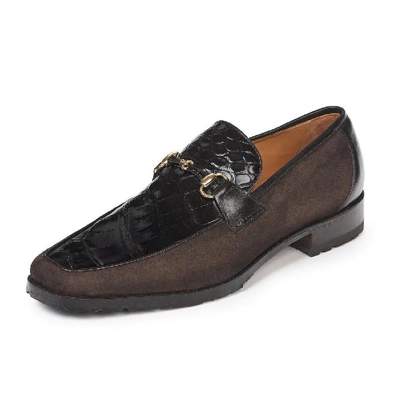 Slip-on loafers for fast wear-Mauri Men's Ulivo Dark Brown Alligator Body & Calf-skin Leather Loafers 4877(MA4809)