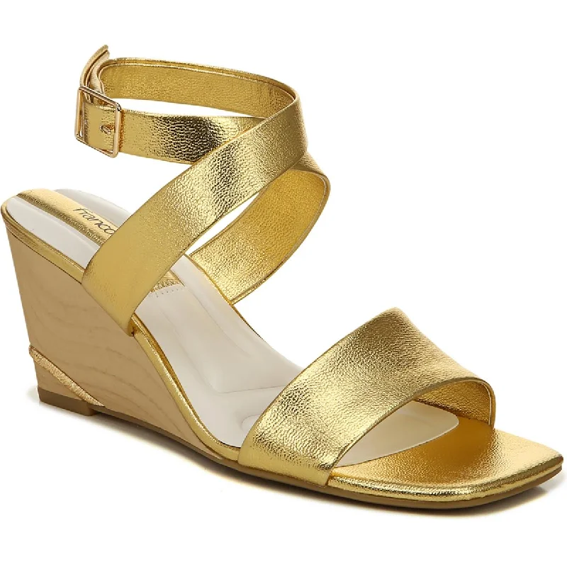 Affordable sandals for kids’ shore fun-Franco Sarto Womens Stud Buckle Ankle Strap Wedge Sandals