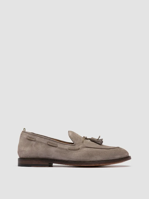 Slip-on loafers for quick comfort-OPERA 002 - Taupe Suede Tassel Loafers