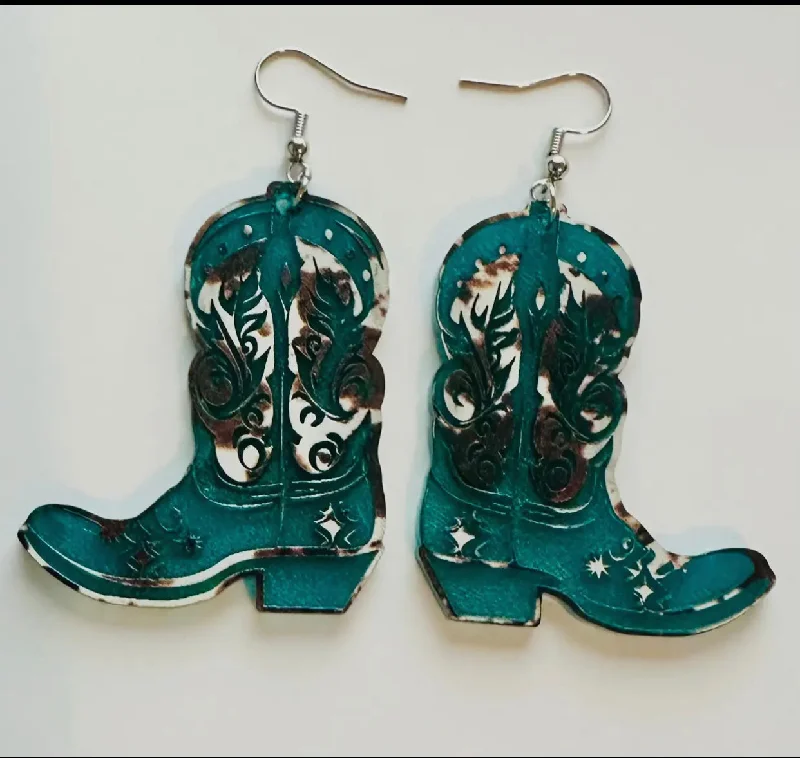 Boots for outdoor frost dinners -Jewelry - Cow Print Cowgirl Boots