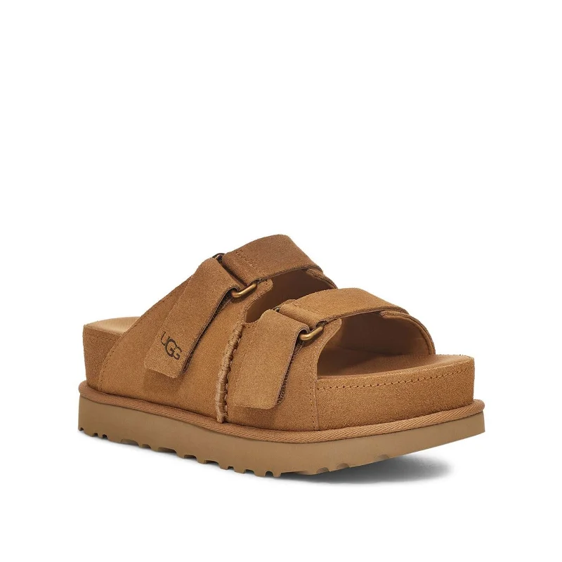 Non-slip sandals for wet sandy strolls-Women's Shoes UGG GOLDENSTAR HI SLIDE Suede Sandals 1155458 CHESTNUT