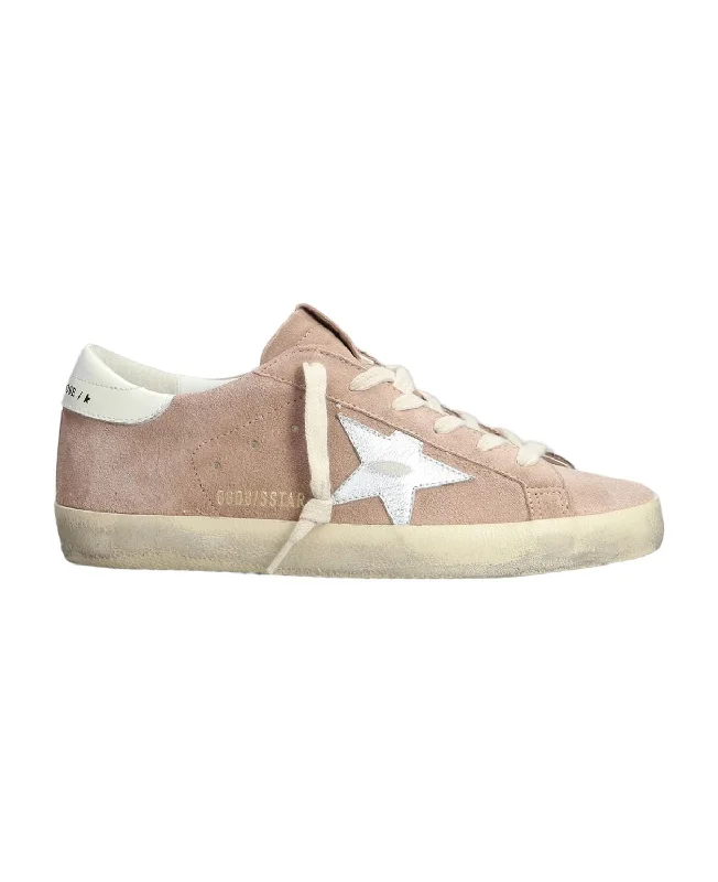 Best athletic shoes for high impact-GOLDEN GOOSE Super-Star Chic Sneakers in Pink, Silver, and White