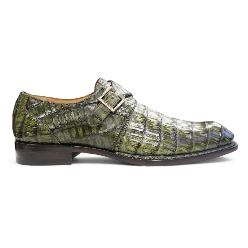 Fashionable loafers for weekend outings-Ambrogio by Mezlan Men's Shoes Exotic Crocodile Single Monk-Strap Loafers (AMZ1017)