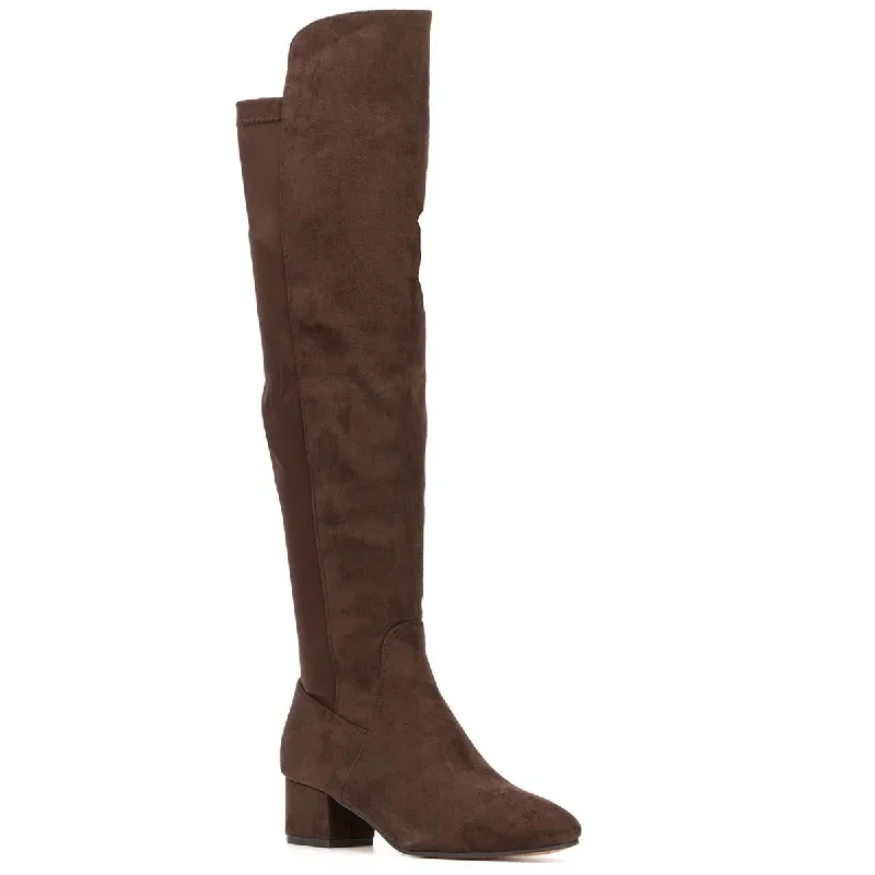 Boots with rugged tread patterns -New York & Company Womens Faux Suede Covered Heel Over-The-Knee Boots