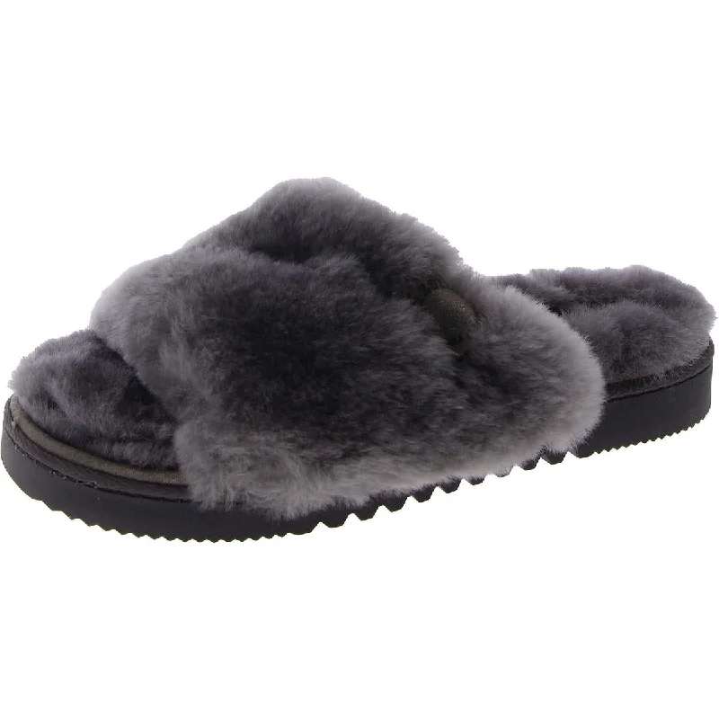 Breathable sandals for airy seaside hikes-Fireside by Dearfoams Womens Faux Fur Slip-On Slide Sandals