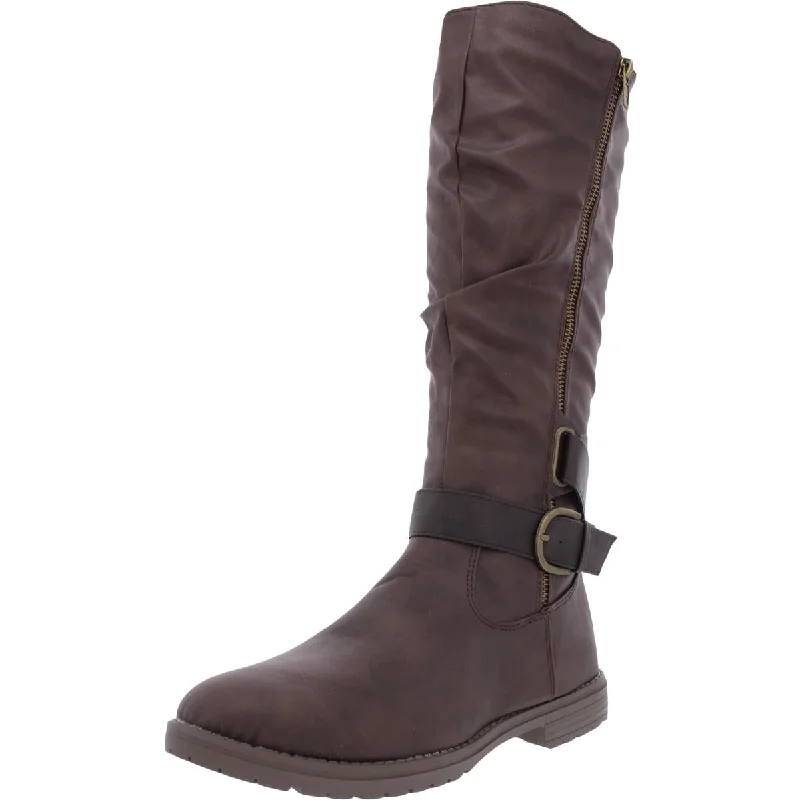 Boots for rainy frost dinners -GC Shoes Womens Dagny Faux Leather Lugged Soles Mid-Calf Boots