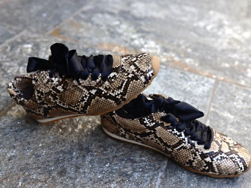 Premium athletic shoes for marathon runs-Jeffrey Campbell: Winged in Beige & Black Snake