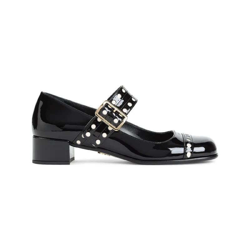 High heels for morning events -PRADA Women’s Leather Mary Jane Pumps with 3.5 cm Heel