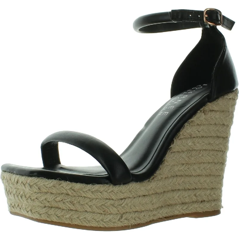 Breathable sandals for light seaside strolls-Journee Collection Womens   Faux Leather Ankle Strap Espadrille Heels