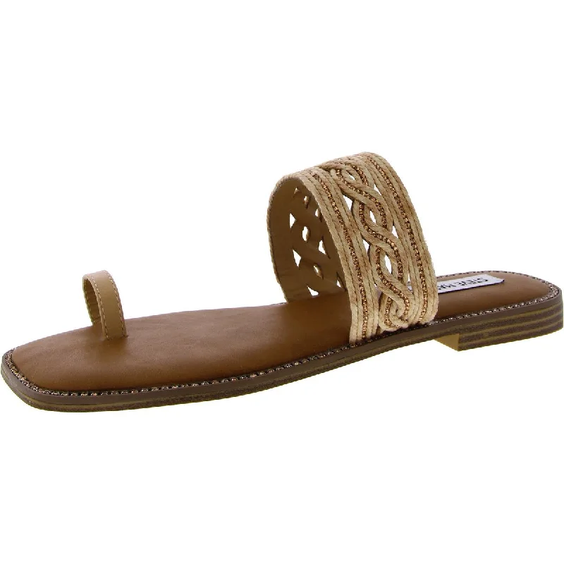 Lightweight sandals for warm coastal hikes-Steve Madden Womens Laguna Faux Leather Braided Slide Sandals