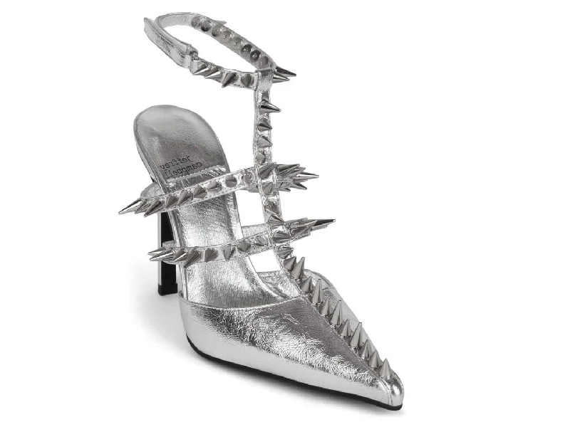 Women’s high heels with chunky heel -Step-On-It in Silver by Jeffrey Campbell