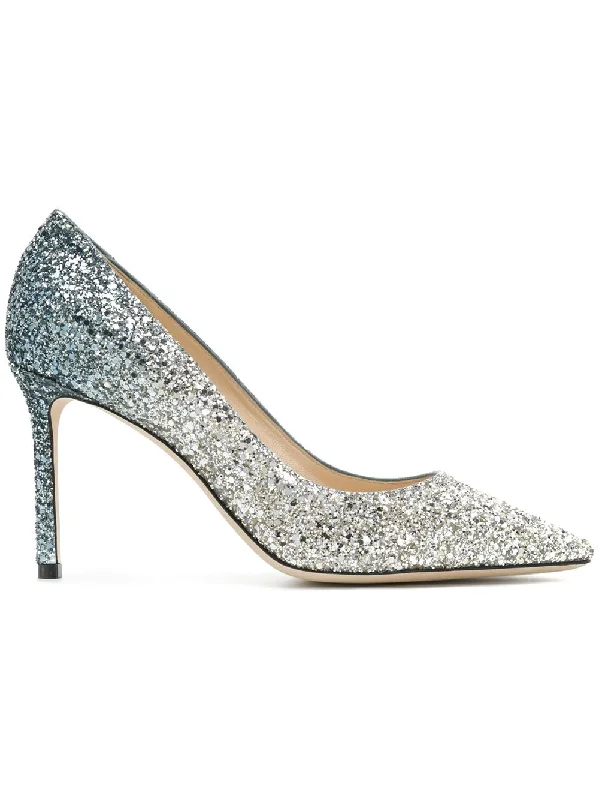 High heels with extra padding ease -JIMMY CHOO Glittered Leather Pumps - 85mm Stiletto